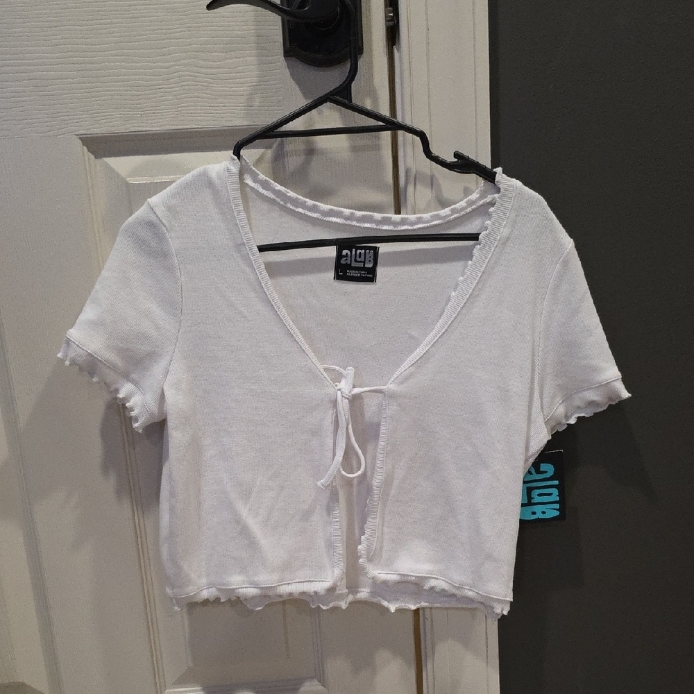 White Tie-Front Crop Top